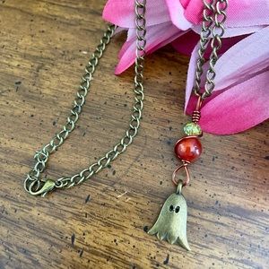 Autumn Ghost Carnelian Charm Necklace